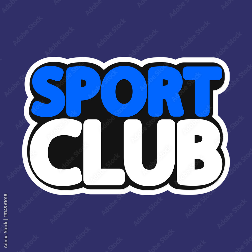 Sport Club, isolated sticker, word design template, vector illustration