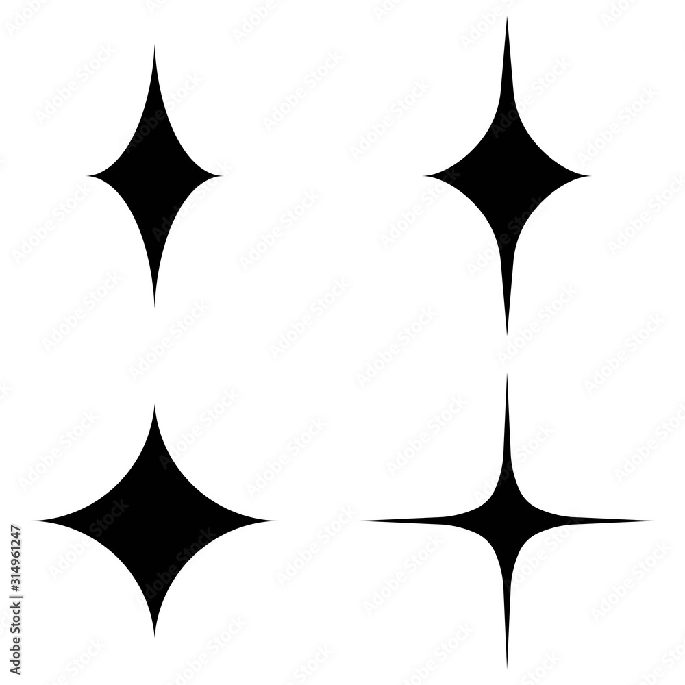 Set line icons of sparkling and twinkling Set line icons of sparkling and twinkling
