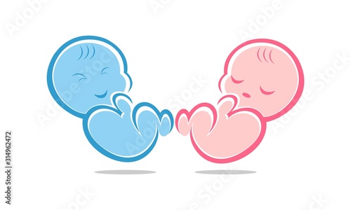 Cute baby simple modern vector logo design