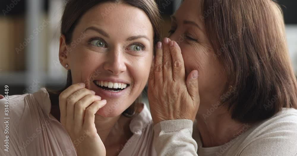 Funny two age generations women family share secrets gossip Funny two age generations women family share secrets gossip