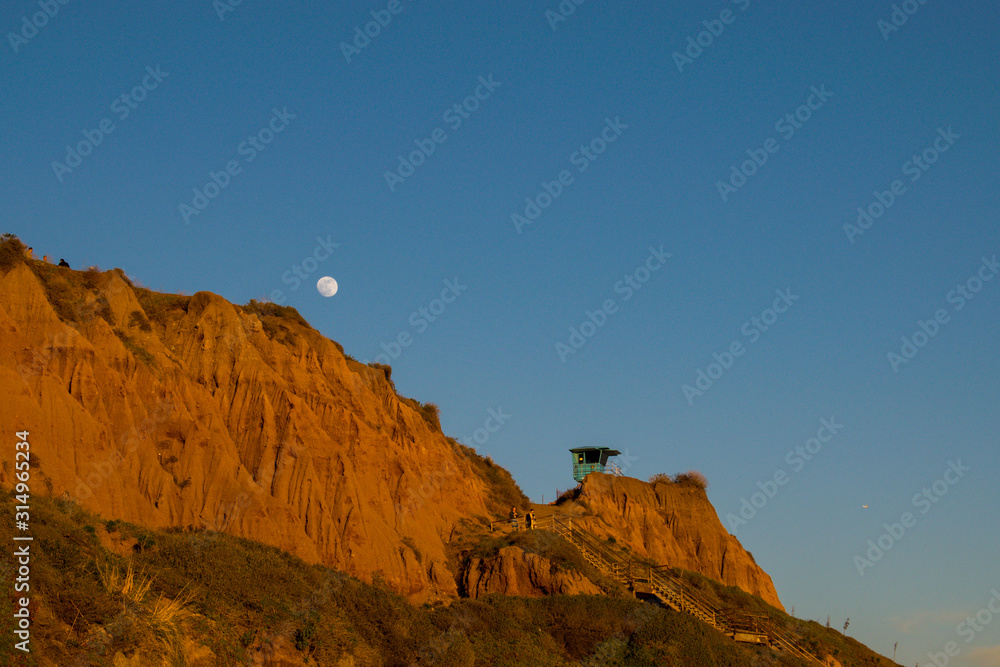 Moon over Malibu Cliffs