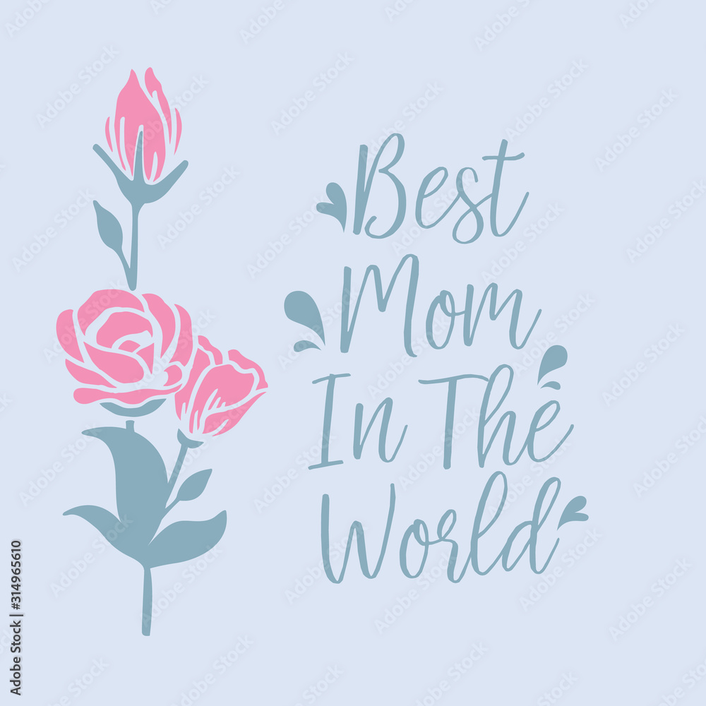 The beauty of rose pink wreath frame and antique leaf pattern, for best mom in the world greeting card wallpaper design. Vector
