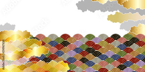 波　海　和柄　背景