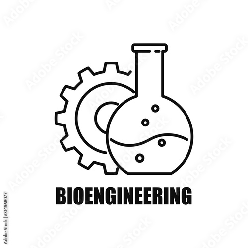 Bio Engineering icon. Outline thin line flat illustration. Isolated on white background. 