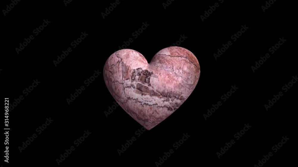 Stylish 3D marble heart rotating in dark space, Valentine's Day glamour footage Stylish 3D marble heart rotating in dark space, Valentine's Day glamour footage