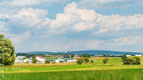 Amish country farm barn field agriculture in Lancaster, PA US