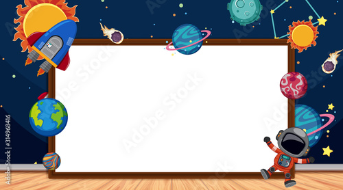 Border template with space theme in background