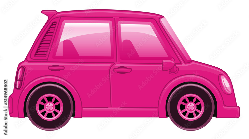 Single picture of pink car on white background