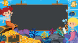 Border template with underwater theme in background