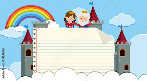 Border template with king and queen in the castle