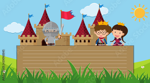 Paper template with prince and princess in background