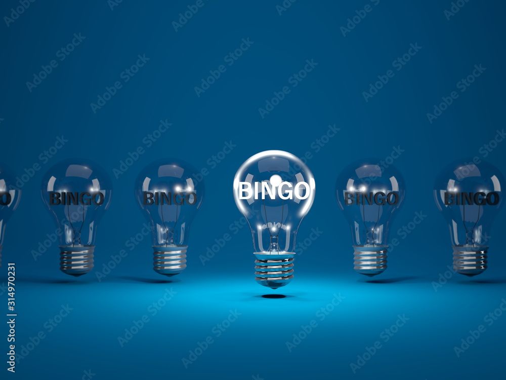 Illuminated sign BINGO inside light bulbs. Lottery concept Illuminated sign BINGO inside light bulbs. Lottery concept