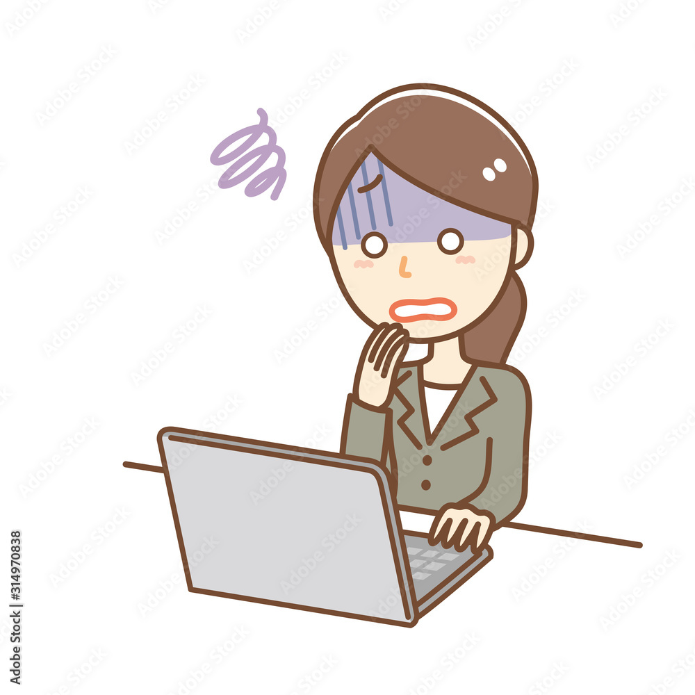 Business woman who has failed by operating a personal computer Business woman who has failed by operating a personal computer