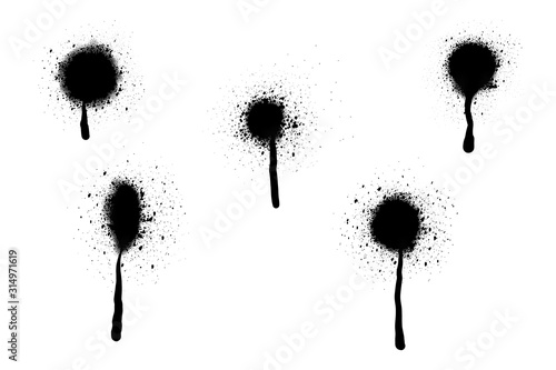 Spray paint vector elements isolated on white background