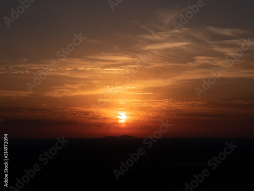 Orange Sunset with clouds