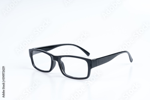 Pair of black plastic prescription optical glasses