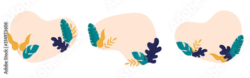 Summer sale banner background vector. Abstract fluid organic shape with tropical leaf and floral decoration. Exotic tropical leaves design for banner, flyer, invitation and website.