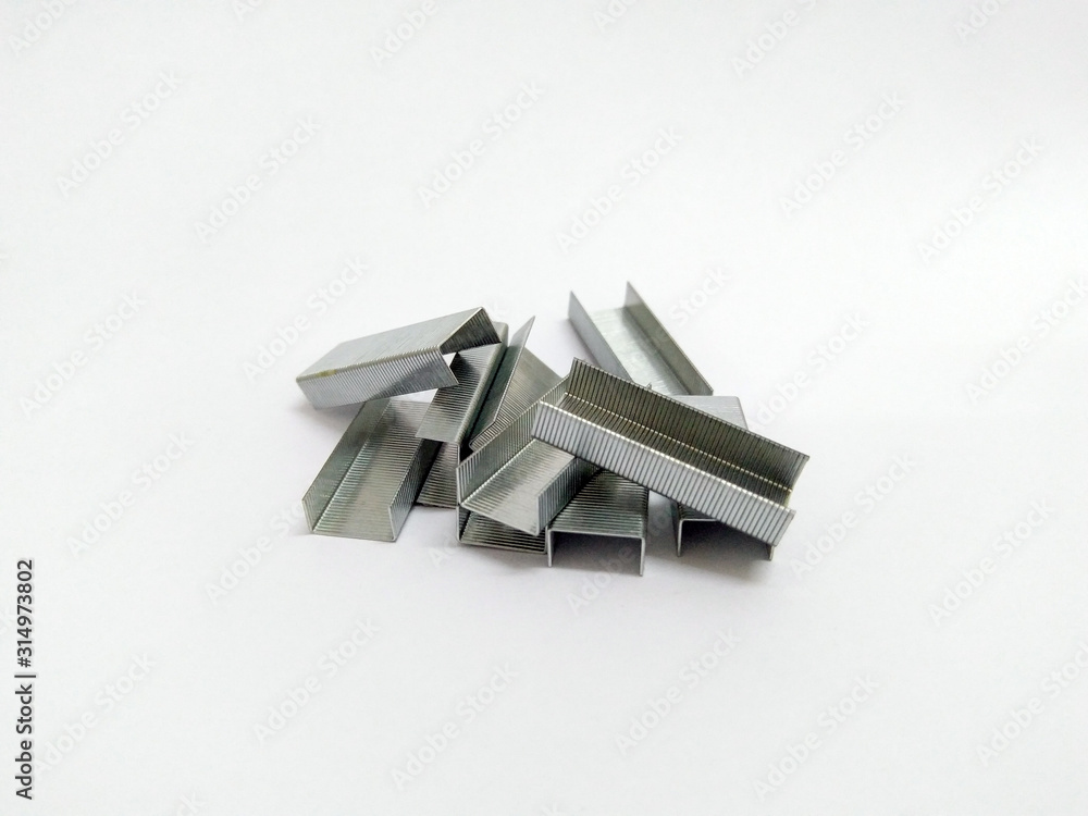 Metal Staples isolated on white background Metal Staples isolated on white background