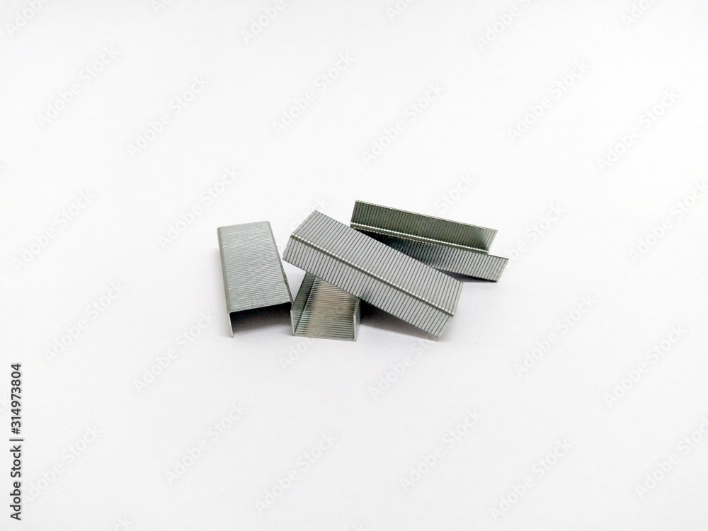 Metal Staples isolated on white background Metal Staples isolated on white background