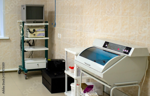 Endoscopy Department in the hospital.Hospital room with beds and medical equipment in a modern hospital