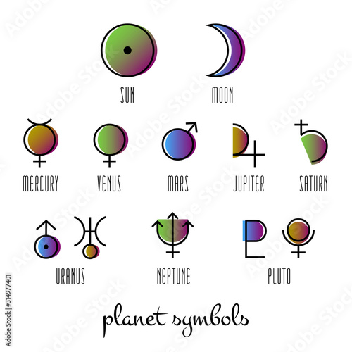 Planet symbol, sign collection