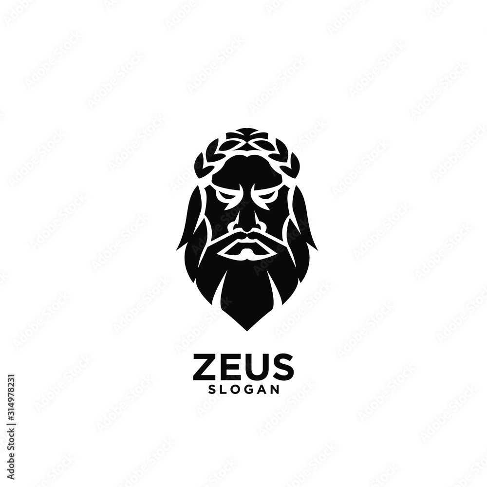 Zeus god head black logo design Zeus god head black logo design