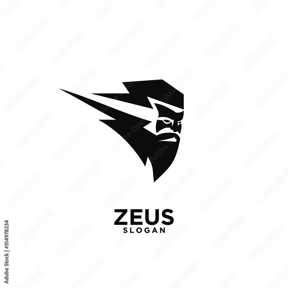 Zeus god head black logo design Zeus god head black logo design