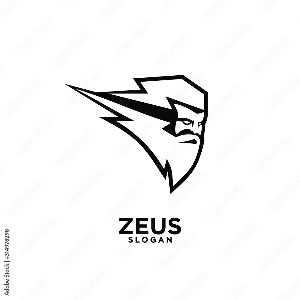 Zeus god head black logo design Zeus god head black logo design