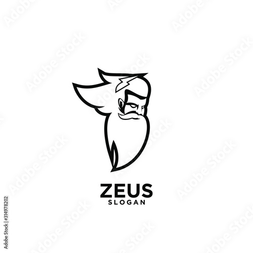 Zeus god head black logo design