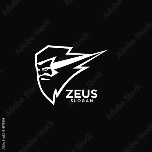 Zeus god head black logo design