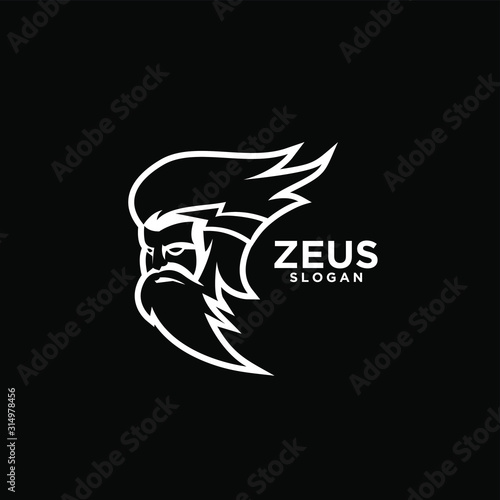 Zeus god head black logo design