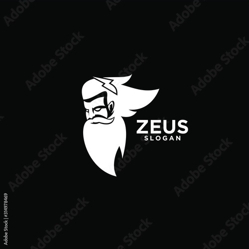 Zeus god head black logo design