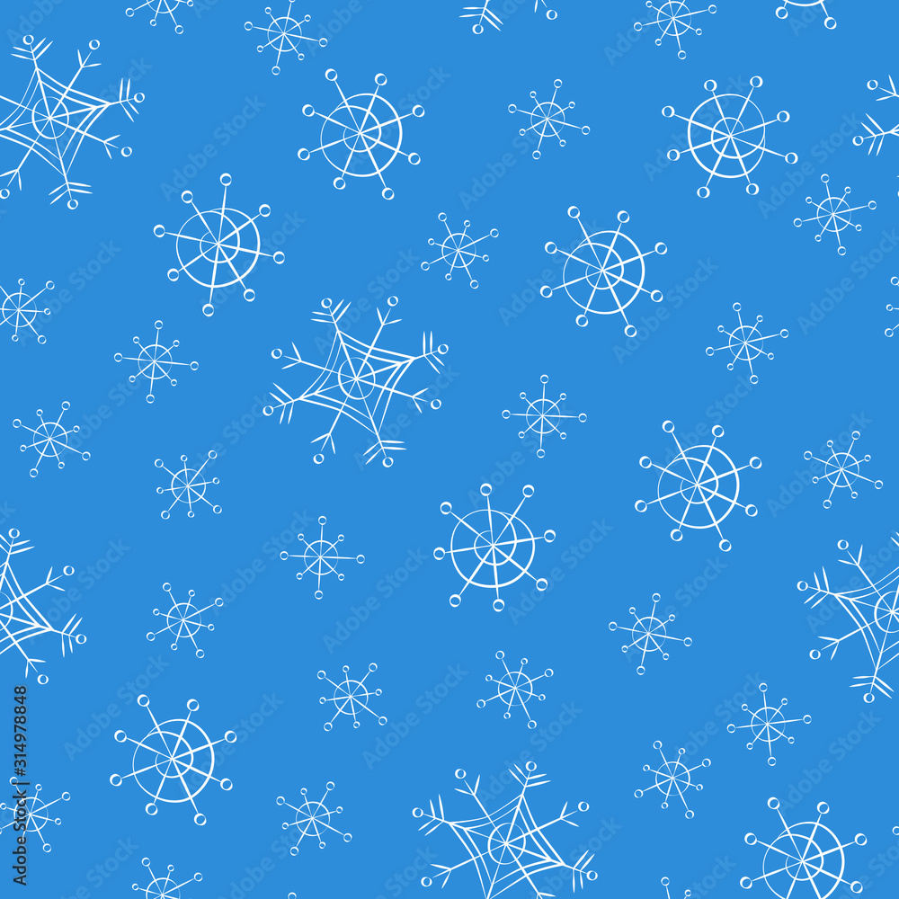 Seamless vector pattern of snowflakes on a blue background Seamless vector pattern of snowflakes on a blue background