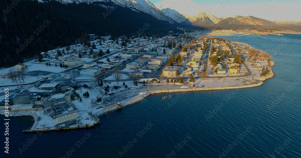 Naklejka premium Winter views of Seward, Alaska 