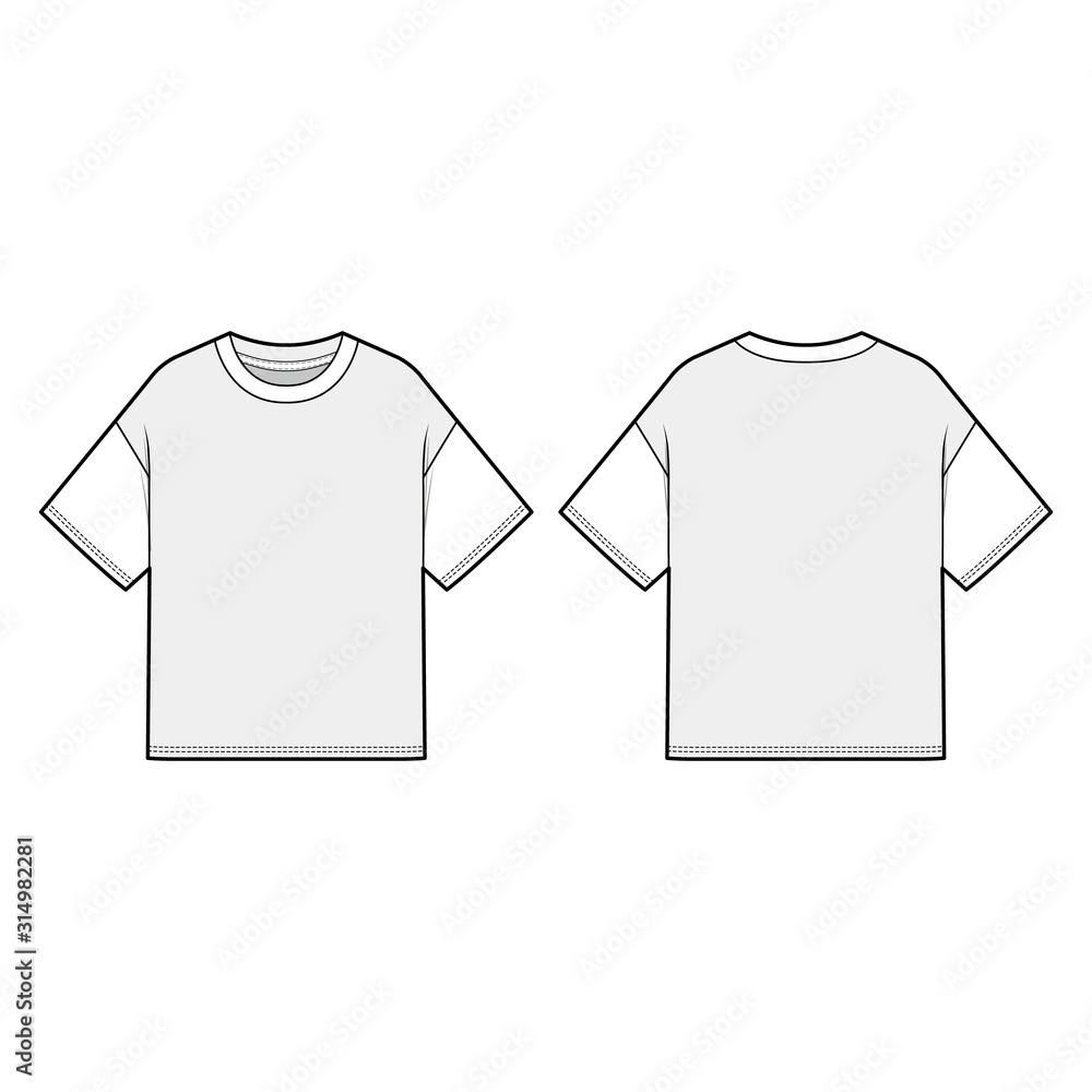 Naklejka premium Crop Tee fashion flats template