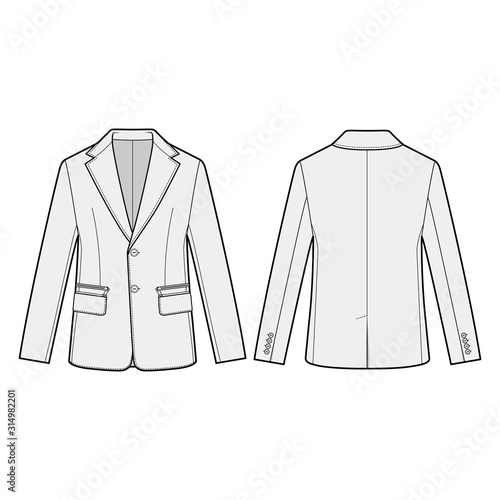 Blazer Outer fashion flats template