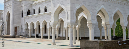 Beautiful white mosque in Bulgars. Republic of Tatarstan  Russia. Islam  religion and architecture.