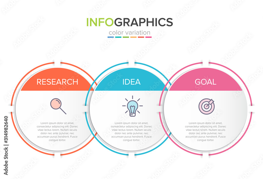 Naklejka premium Concept of arrow business model with 3 successive steps. Three colorful graphic elements. Timeline design for brochure, presentation. Infographic design layout.