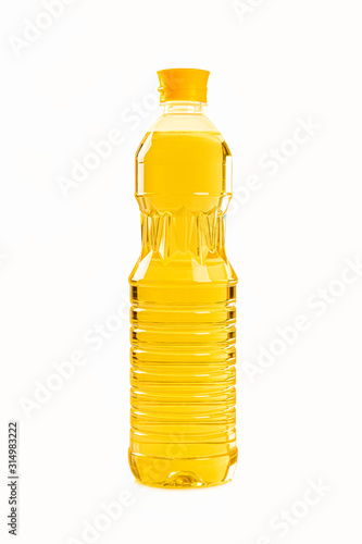 Bottle of cooking oil isolated on white background.