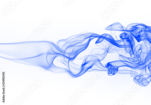 Beautiful Blue smoke abstract on white background for design