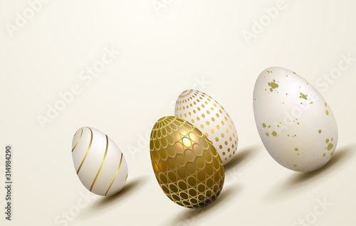 Bright easter composition with a set of eggs with a different pattern, design element