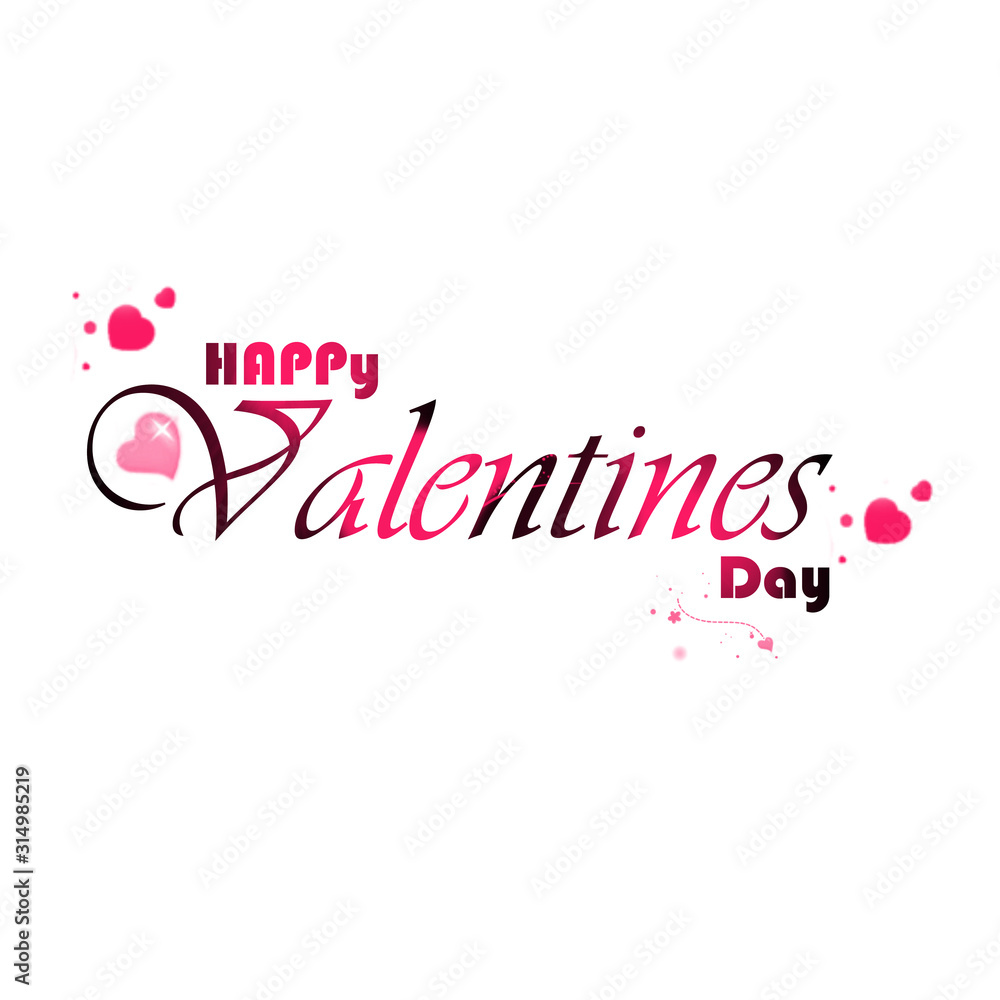 Valentine's Day Text Poster Pattern On Isolated White Background