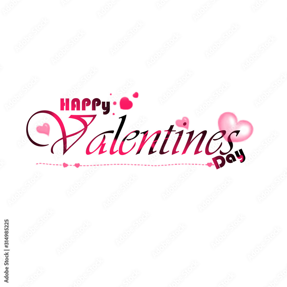 Valentine's Day Text Poster Pattern On Isolated White Background