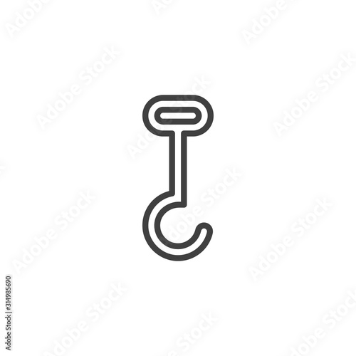Crane hook line icon. linear style sign for mobile concept and web design. Logistics hook sign outline vector icon. Symbol, logo illustration. Vector graphics