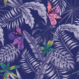 Trendy blue style tropical illustration