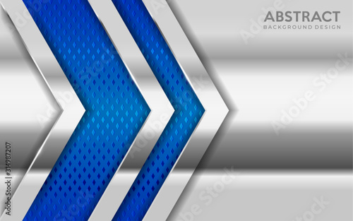 Shinny metal silver background combine with blue textured overlap layer.