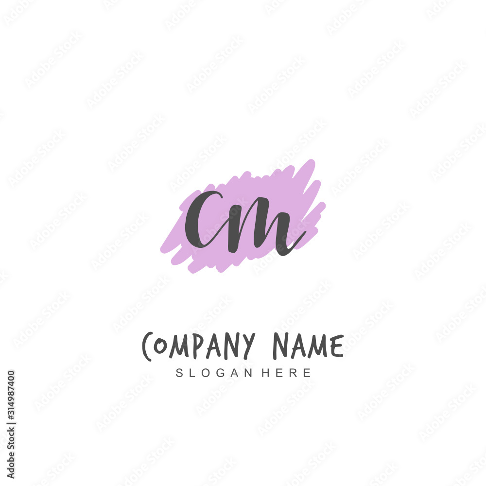 Handwritten initial letter C M CM for identity and logo. Vector logo template with handwriting and signature style. Handwritten initial letter C M CM for identity and logo. Vector logo template with handwriting and signature style.