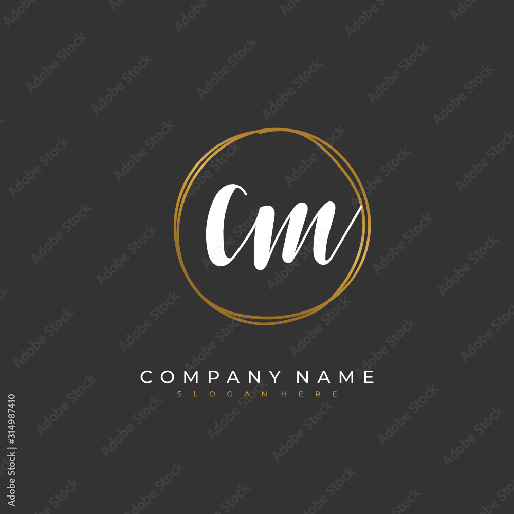 Handwritten initial letter C M CM for identity and logo. Vector logo template with handwriting and signature style. Handwritten initial letter C M CM for identity and logo. Vector logo template with handwriting and signature style.