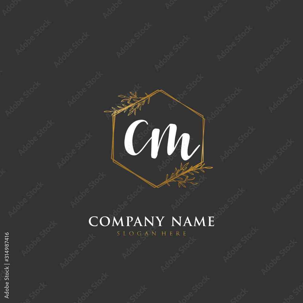 Handwritten initial letter C M CM for identity and logo. Vector logo template with handwriting and signature style. Handwritten initial letter C M CM for identity and logo. Vector logo template with handwriting and signature style.