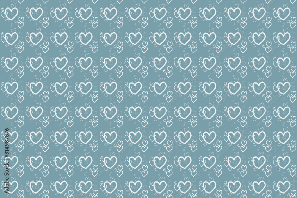 Many hearts on a seamless white background